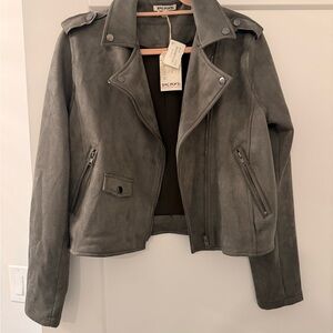 Rag Poets Gray Suede Moto Jacket